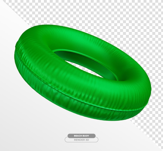 Flutuador de piscina realista verde em renderização 3D isolado em fundo transparente