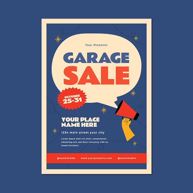 Flyer de venda de garagem