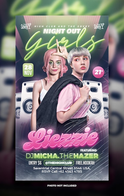 PSD flyer d'événement de dj night club ou modèle d'histoire instagram pour les médias sociaux en psd