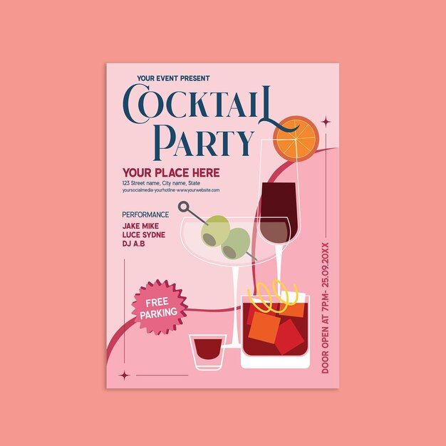 PSD flyer per la festa del cocktail