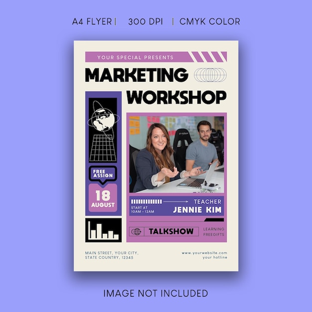 PSD folheto do workshop de marketing