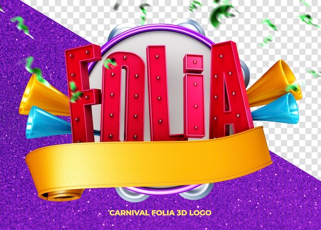 folia de logotipo 3d do carnaval no brasil