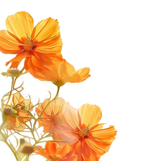 PSD un fond de fleurs avec des fleurs d'orange sur un fond transparent