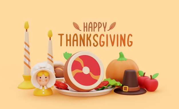 PSD fond de joyeux thanksgiving avec design d'icônes