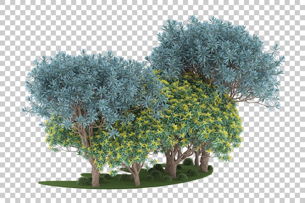 Foresta su sfondo trasparente. rendering 3D - illustrazione