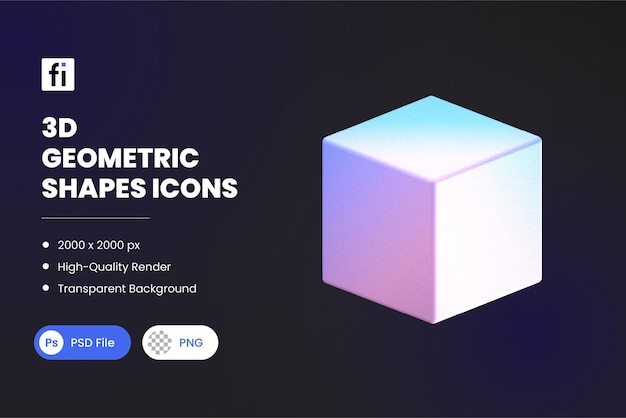 PSD formas geométricas 3d ilustrações hexáedro