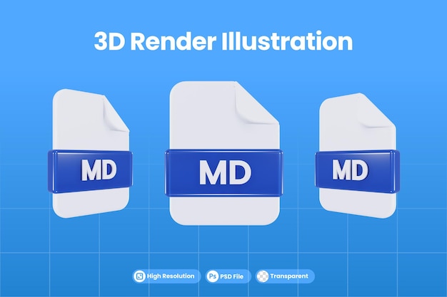 PSD format de fichier d'icône de rendu 3d md