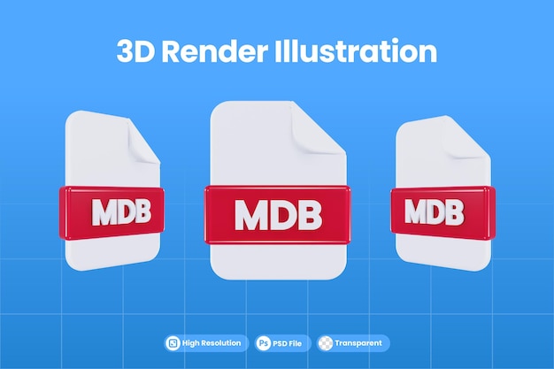 PSD format de fichier d'icône de rendu 3d mdb