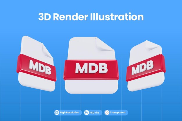 PSD format de fichier d'icône de rendu 3d mdb