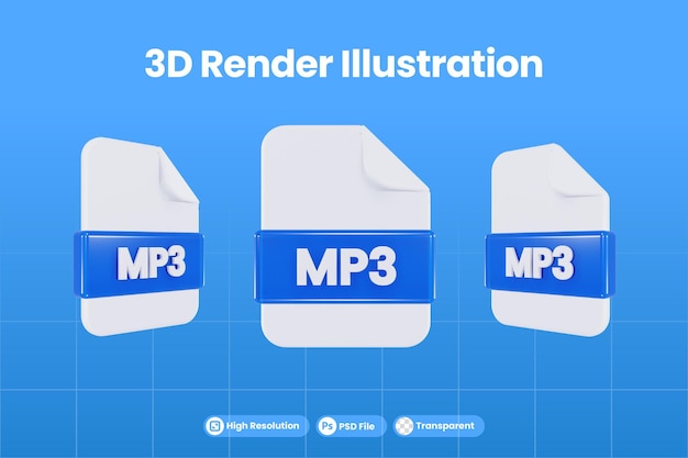 PSD format de fichier d'icône de rendu 3d mp3