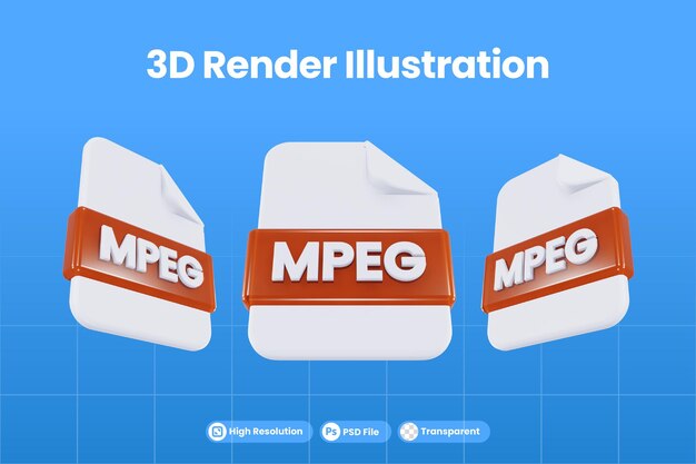 PSD format de fichier d'icône de rendu 3d mpeg