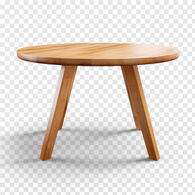 Fotografia em ângulo reto de Round Wood Table em fundo de transparência PSD