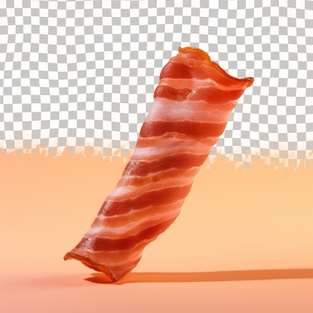 PSD fotografia macro de bacon em fundo transparente parecido com uma pétala de pêssego