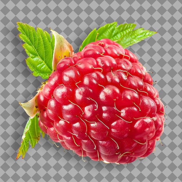 PSD un framboise avec une feuille verte dessus