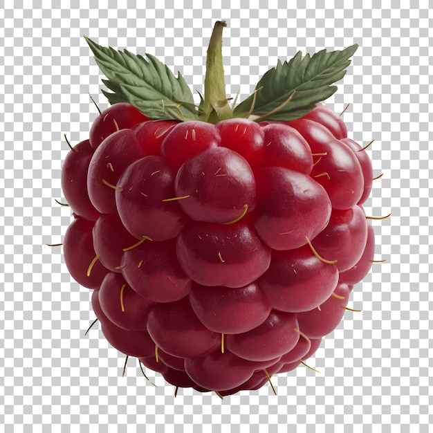 PSD un framboise avec une feuille verte dessus