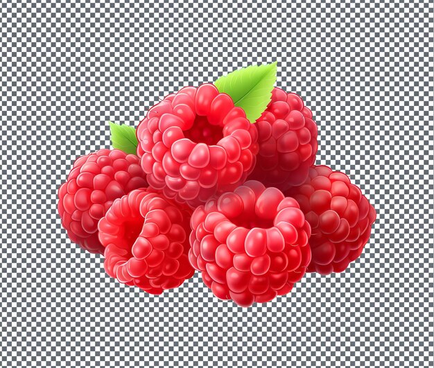 PSD framboise naturelle et fraîche séchée isolée sur fond transparent