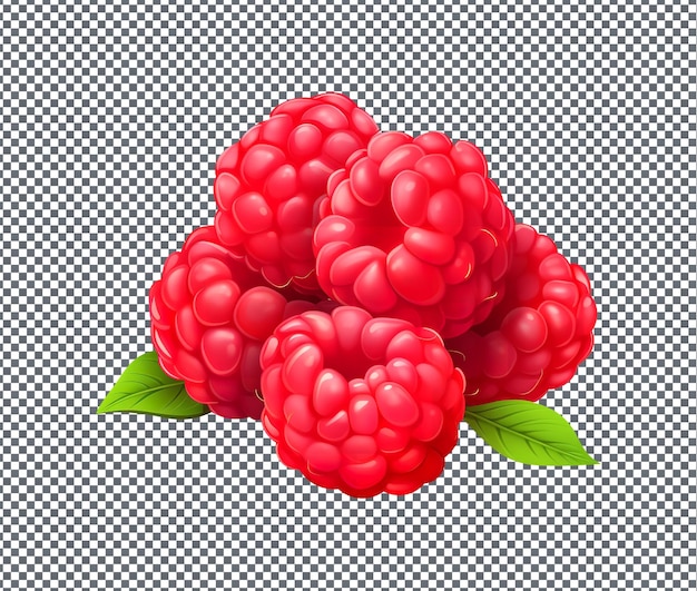 PSD framboise naturelle et fraîche séchée isolée sur fond transparent