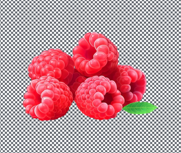 PSD framboise naturelle et fraîche séchée isolée sur fond transparent