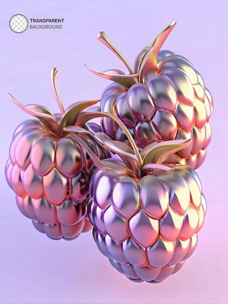 PSD framboises 3d avec effet réfléchissant métallique