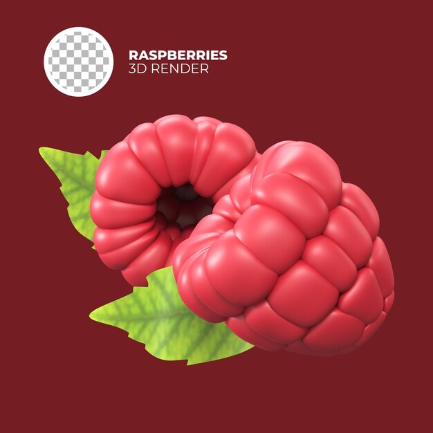 PSD framboises de rendu 3d