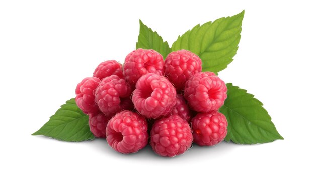 PSD fruits de framboises juteuses naturelles fraîches et mûres isolés sur un fond transparent