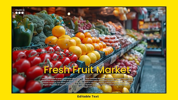 Frutas frescas em cartaz de mercado