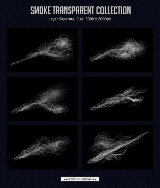 PSD fumée blanche isolée sur fond noir