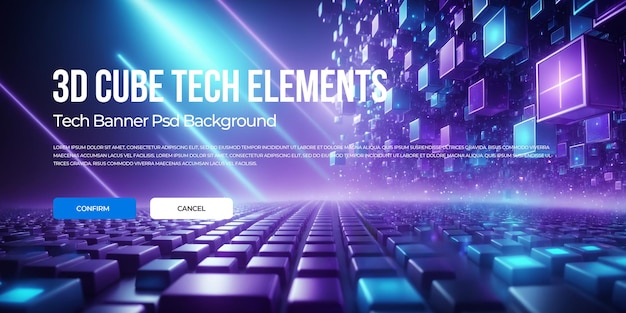 PSD fundo de banner de tecnologia 3d