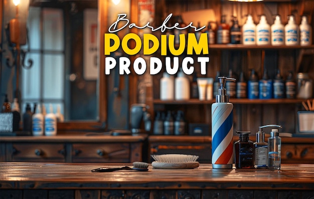 PSD fundo do pódio de produtos para barbearia