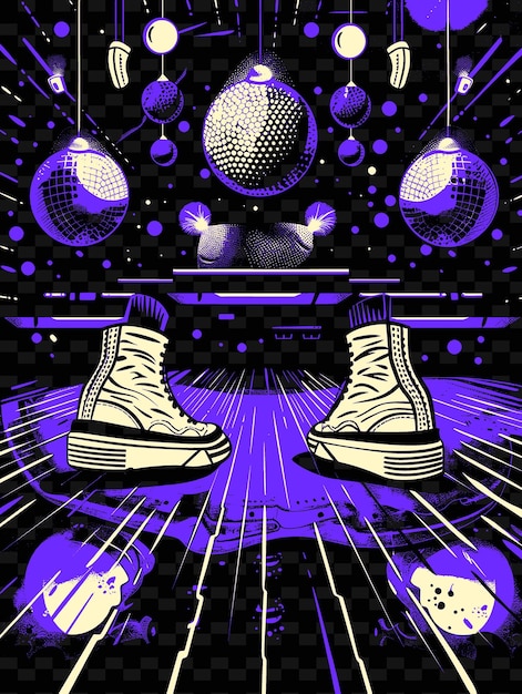 PSD funk-band spielt in einem retro-disco-club mit disco-bällen und vektor-illustration-musikposteridee