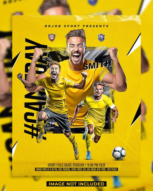 PSD fußballspieltag flyer und social-media-vorlage