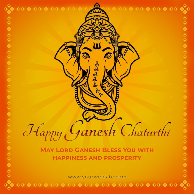 PSD ganesh chaturthi festival indiano post design