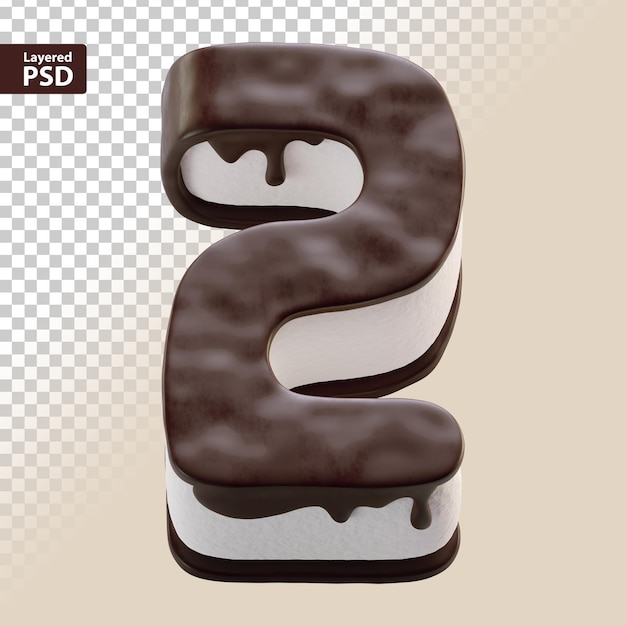 gâteau au chocolat 3d numéro deux