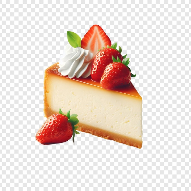 PSD gâteau avec fraise et gâteau au fromage isolé sur fond transparent