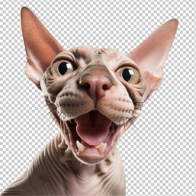 Gato Sphynx olhando para a câmera isolado em um fundo transparente png