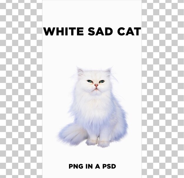 PSD gatto bianco triste png in un psd