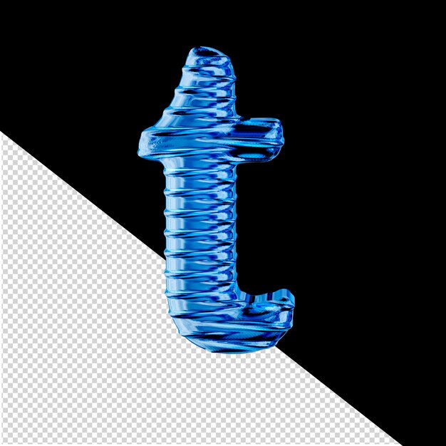 Geflügeltes blaues Eis 3D-Symbol. Buchstabe t