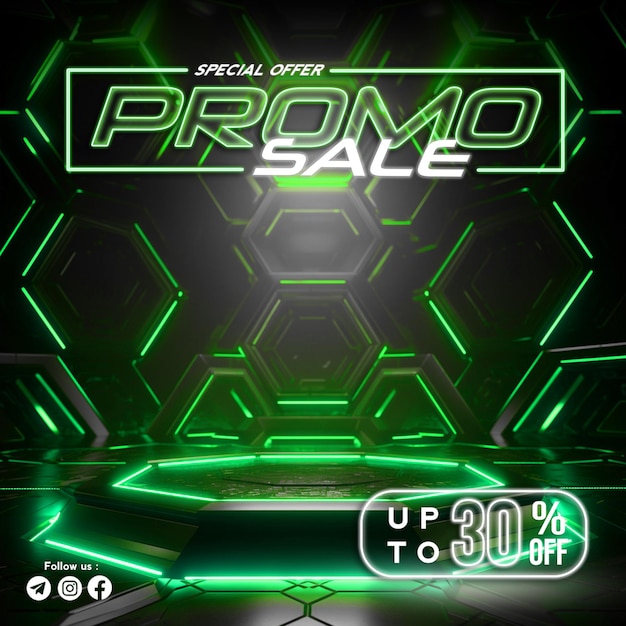 PSD geometric neon dreams futuristic cyber tech background per l'ispirazione al design con sfondo verde