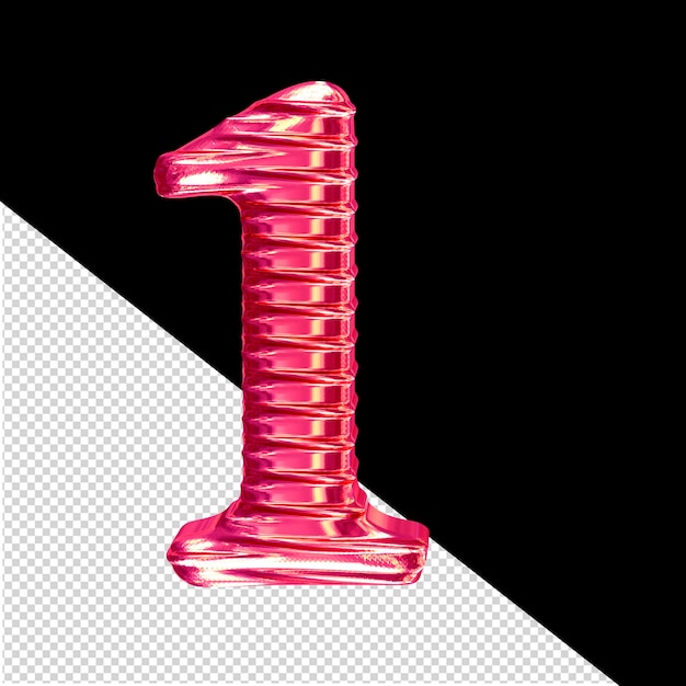 Geriffeltes rosa 3D-Symbol Nummer 1