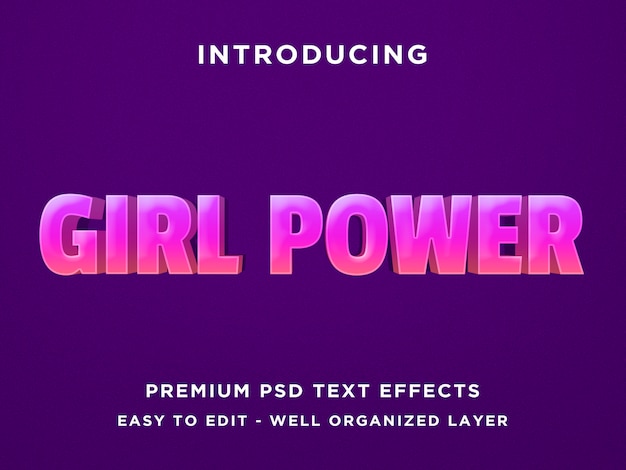 Girl Power - Modèle d'effet de texte 3d PSD