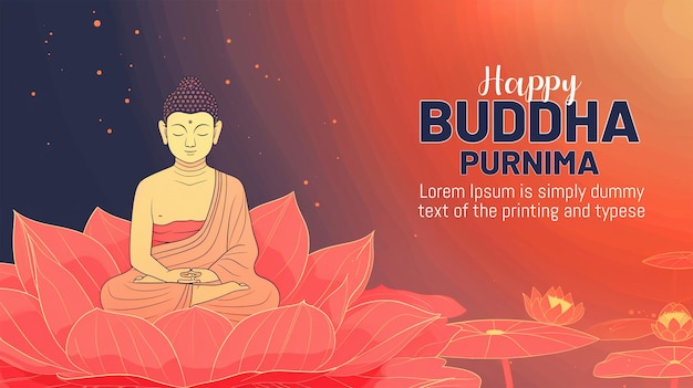 PSD glücklicher buddha purnima oder vesak-tag mit schönem und kreativem posterdesign mit buddha-hintergrund