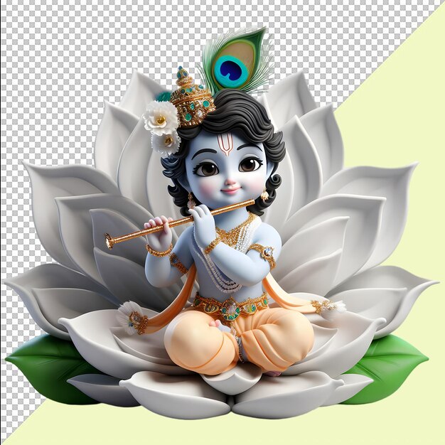 PSD glücklicher krishna janmashtami lord krishna png auf transparentem hintergrund kostenlos