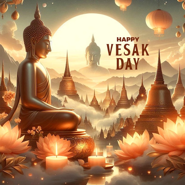 PSD glücklicher vesak-tag-festival hintergrund vesak- tag buddha purnima buddha jayanti buddha-tag