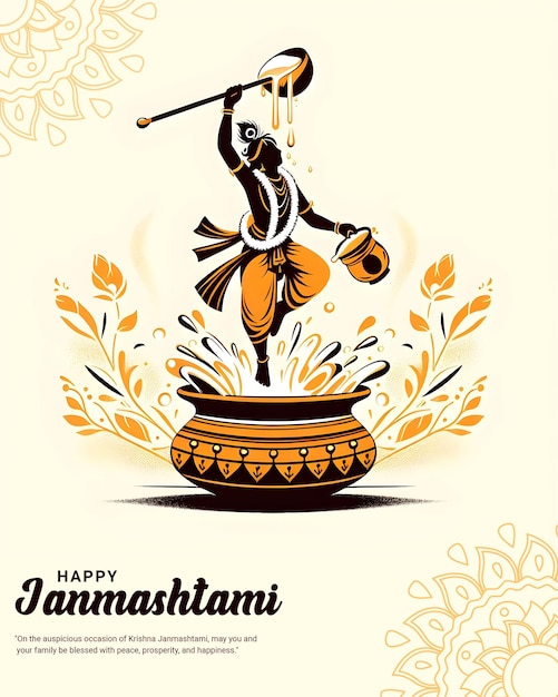 PSD glückliches krishna janmashtami-feiern indisches fest social-media-post-banner-poster