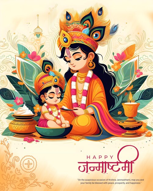 PSD glückliches krishna janmashtami-feiern indisches fest social-media-post-banner-poster