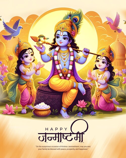 PSD glückliches krishna janmashtami-feiern indisches fest social-media-post-banner-poster