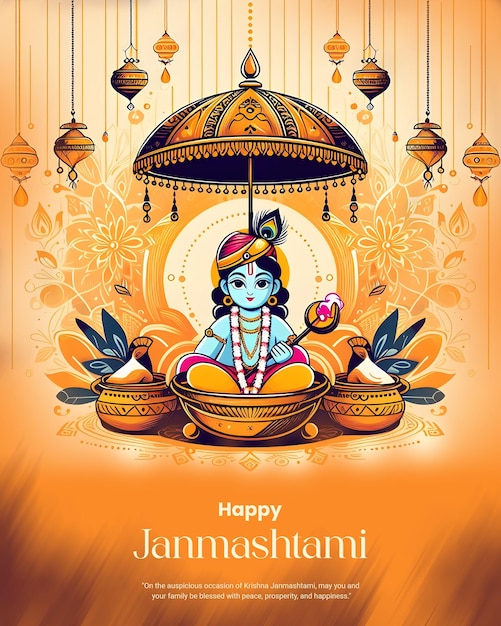 PSD glückliches krishna janmashtami-feiern indisches fest social-media-post-banner-poster