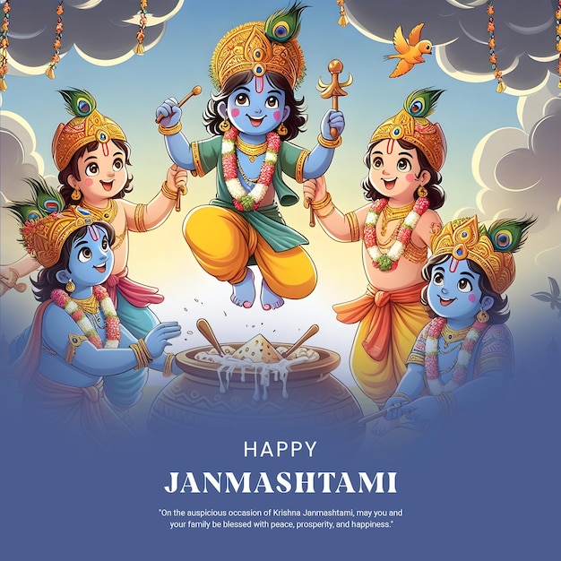 PSD glückliches krishna janmashtami-feiern indisches fest social-media-post-banner-poster