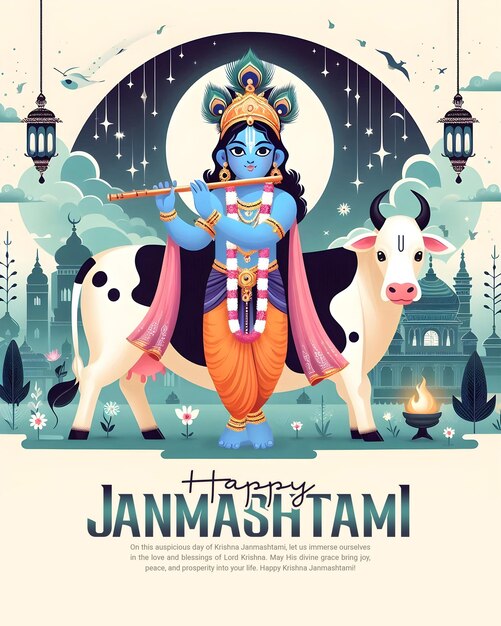 PSD glückliches krishna janmashtami-feiern indisches fest social-media-post-banner-poster