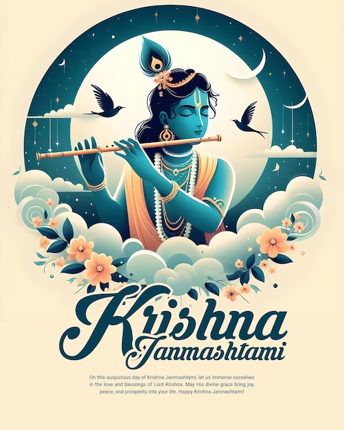 PSD glückliches krishna janmashtami-feiern indisches fest social-media-post-banner-poster